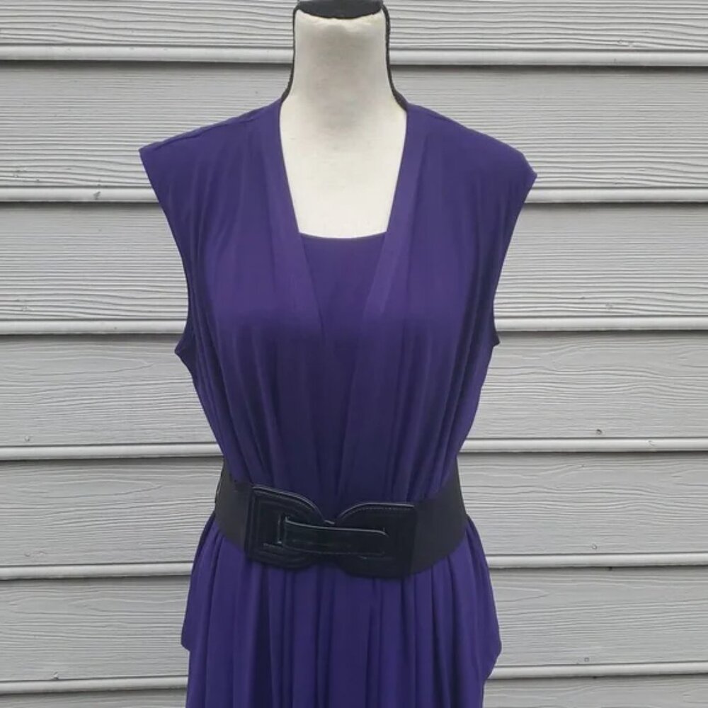 Dressbarn 2-in-1 Sleeveless Belted Tunic Shirt - Picture 2 of 13